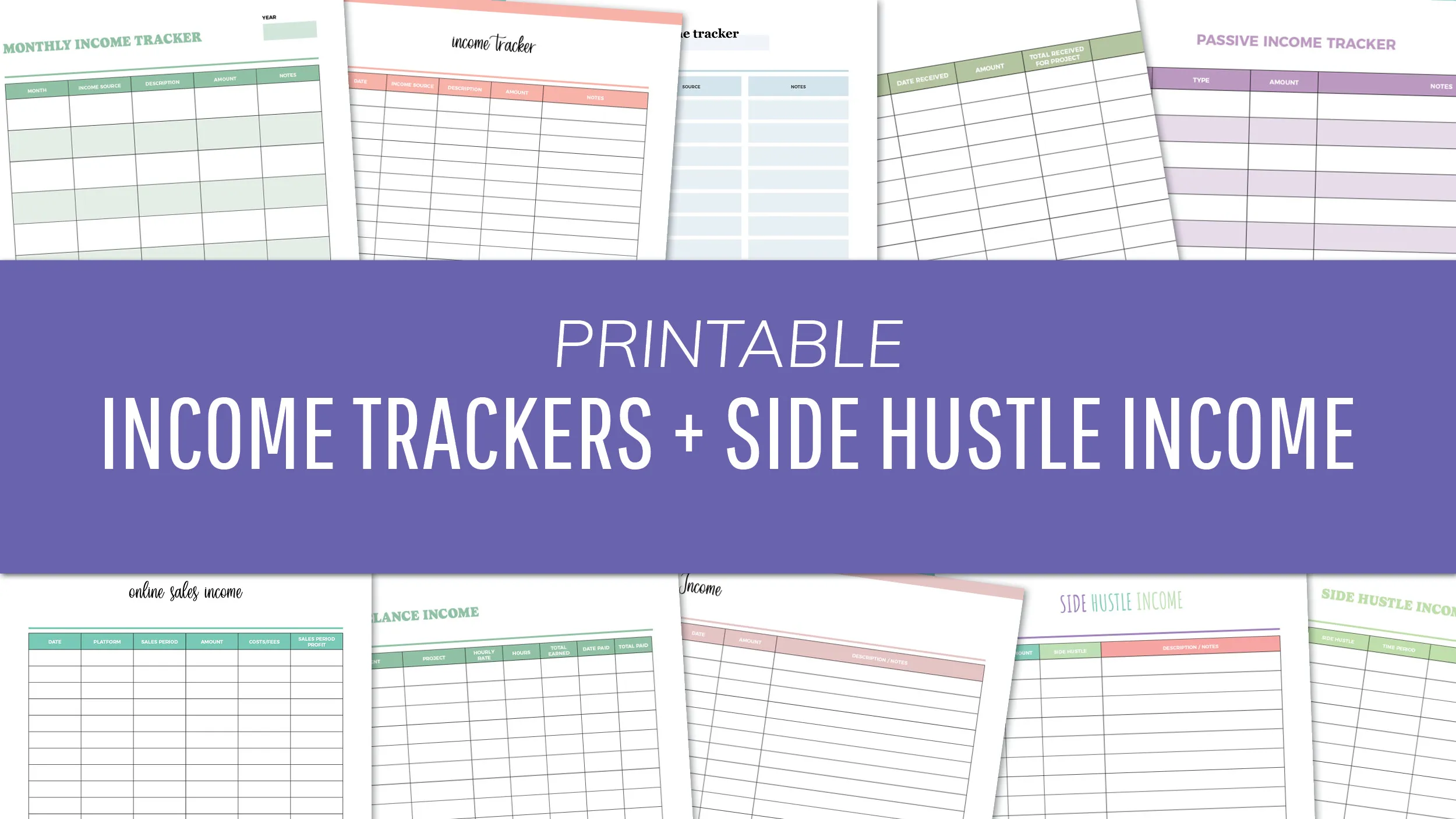Free Printable Income and Side Hustle Income Trackers PDFs