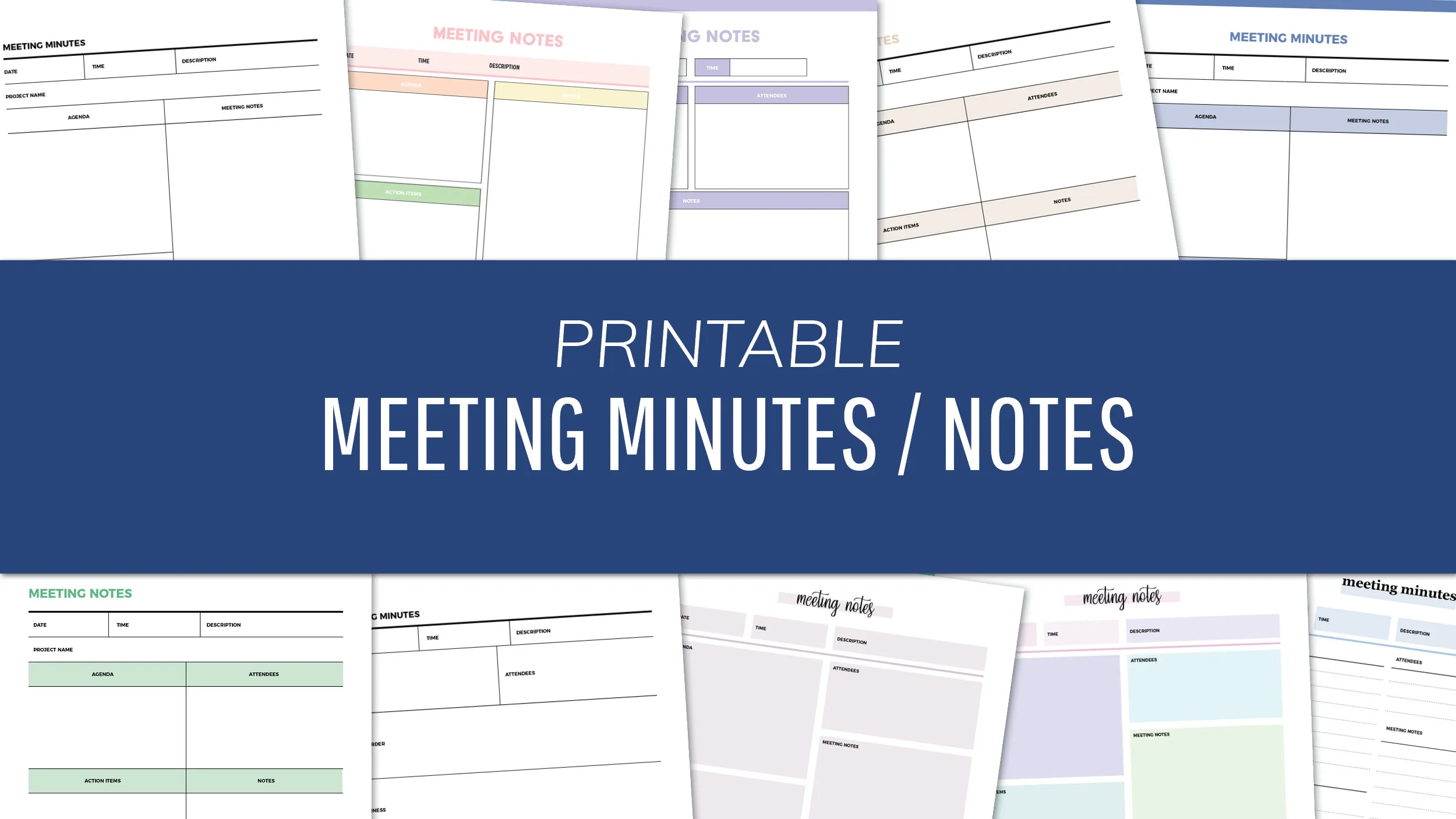 Free Printable Meeting Minutes Templates - Instant Download Corporate Notes