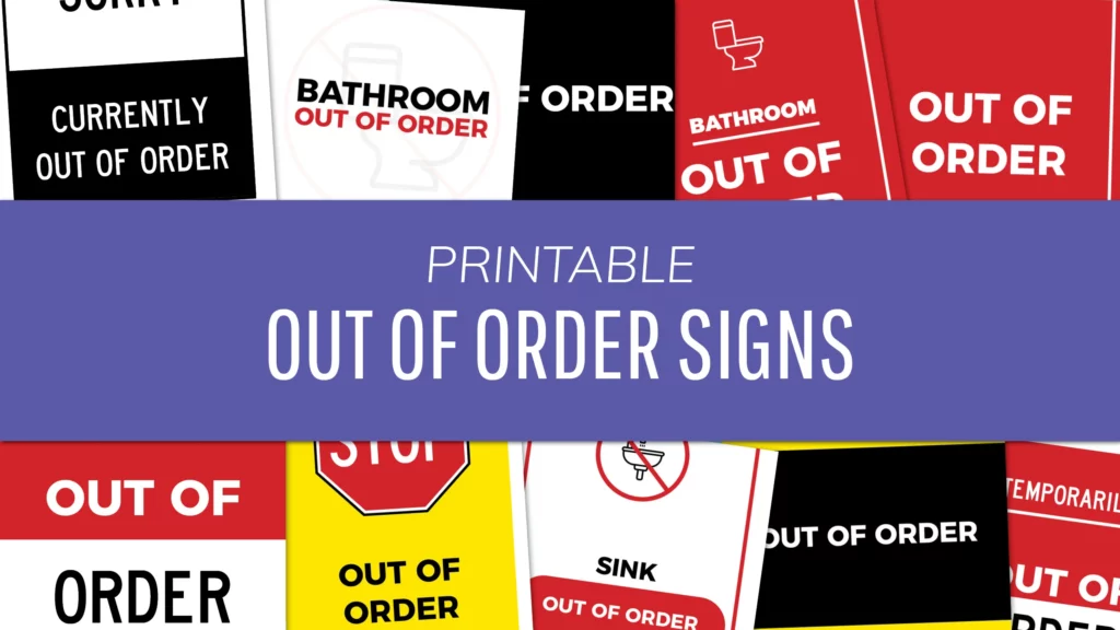 Out Of Order Sign Printable