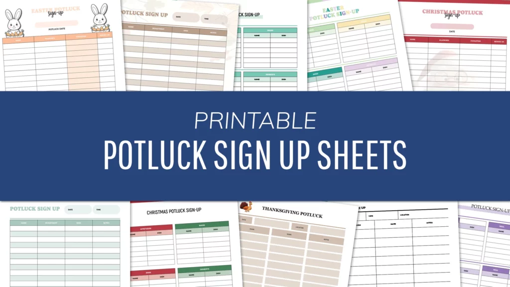 Free Printable Potluck Sign Up Sheets