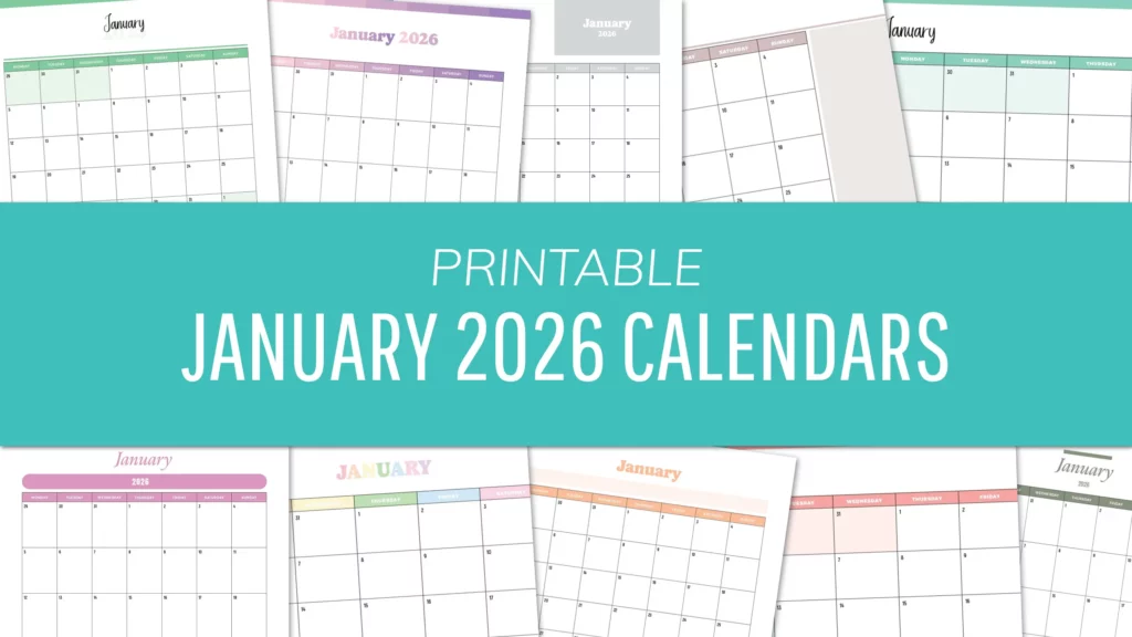 A collection of January 2026 Calendar Printables - Ready to download