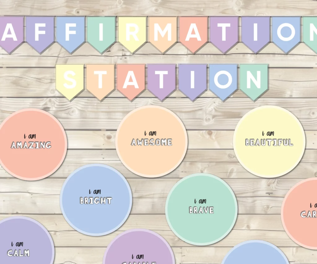 Classroom Affirmation Station on Wooden Board