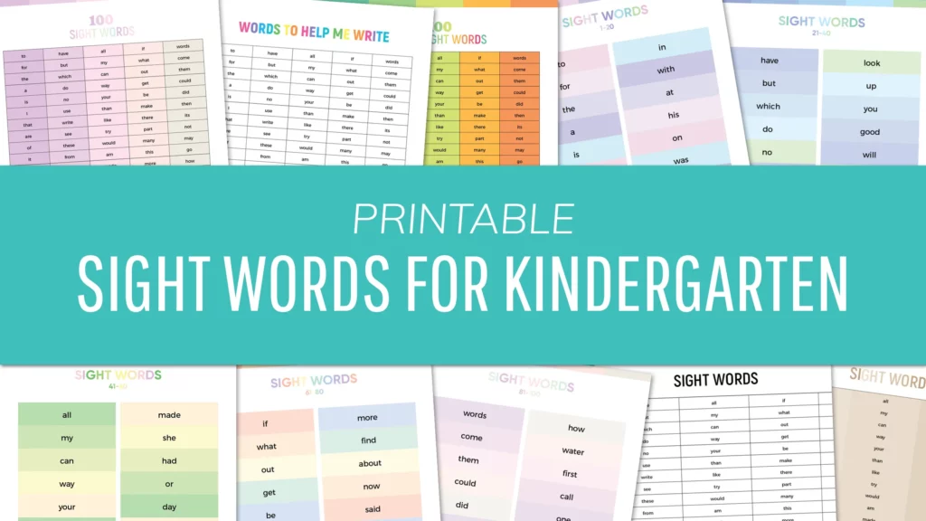 Sight Words for Kindergarten - Free Printable Posters and Charts