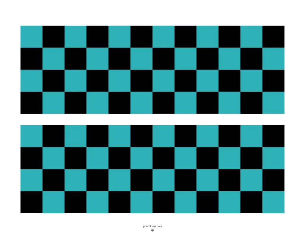 Checkered bulletin border printable featuring a vibrant teal and black checkerboard pattern.