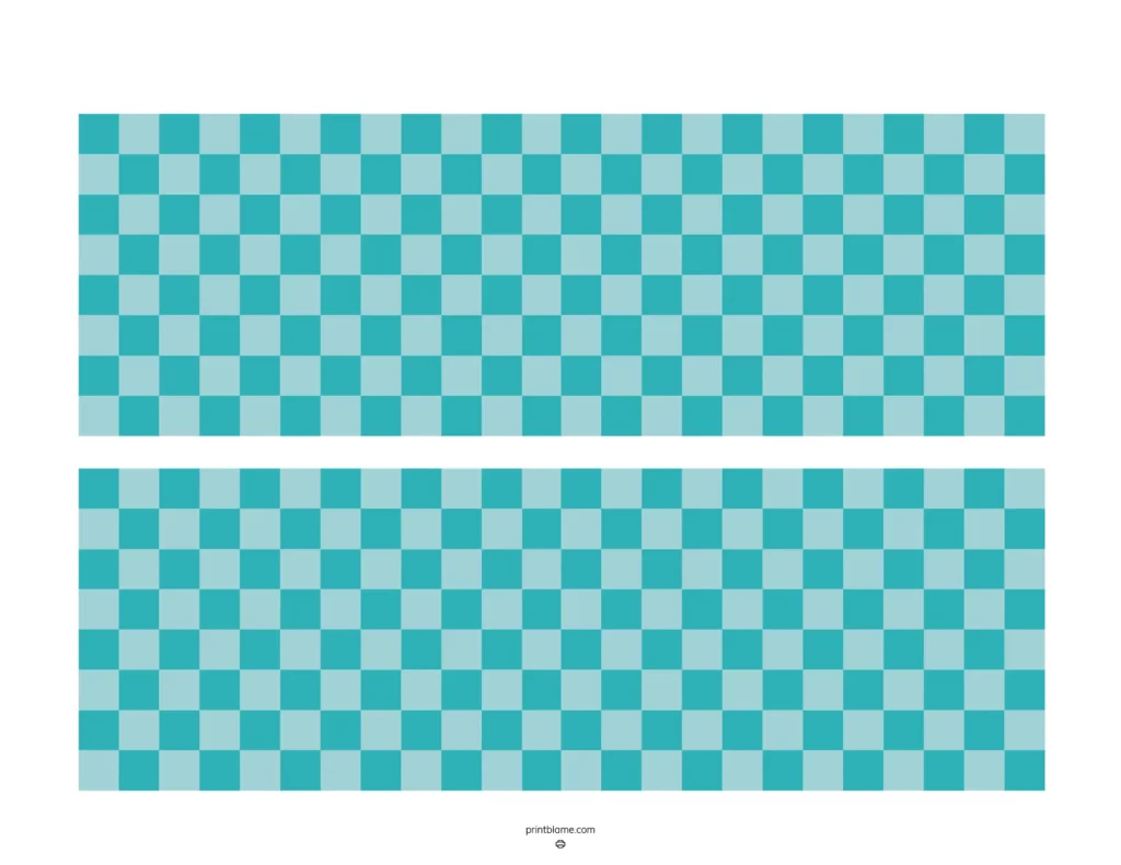 Aqua border for bulletin board featuring a checkered pattern in varying shades of aqua blue.