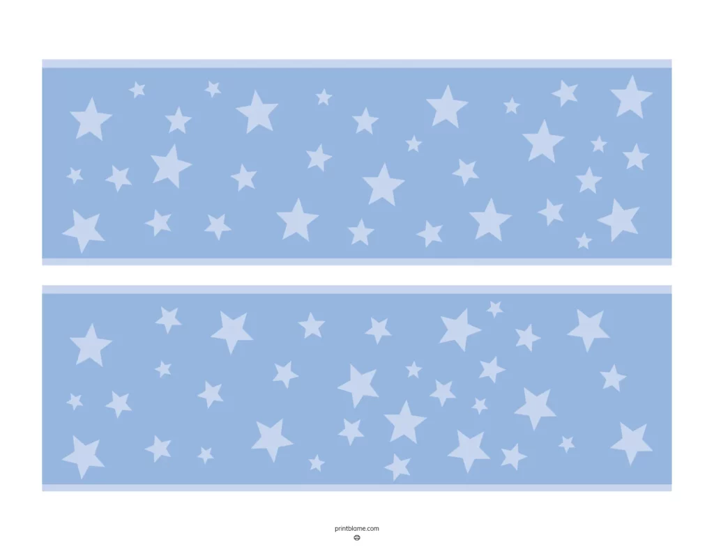 Blue star bulletin boarder featuring a light blue background with various shades of stars in different sizes.
