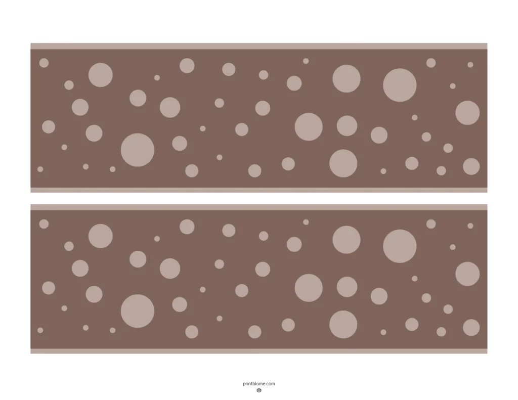 Brown polka dot border template featuring a rich brown background with varying sizes of light brown circles.