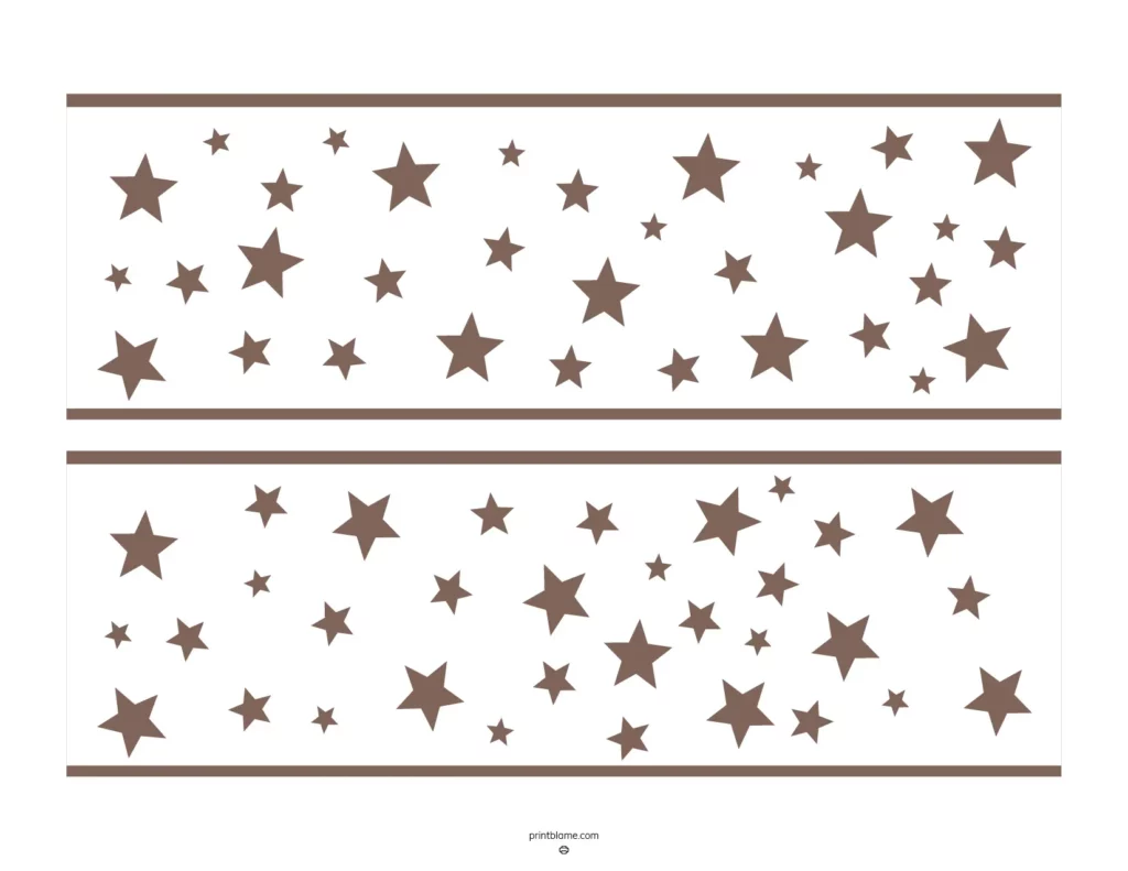 Stary brown classroom border featuring various sizes of brown stars scattered across a white background.