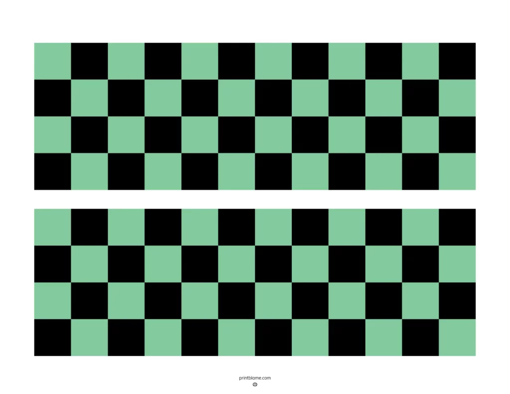 Checkered bulletin border printable featuring a black and mint green checkerboard pattern.