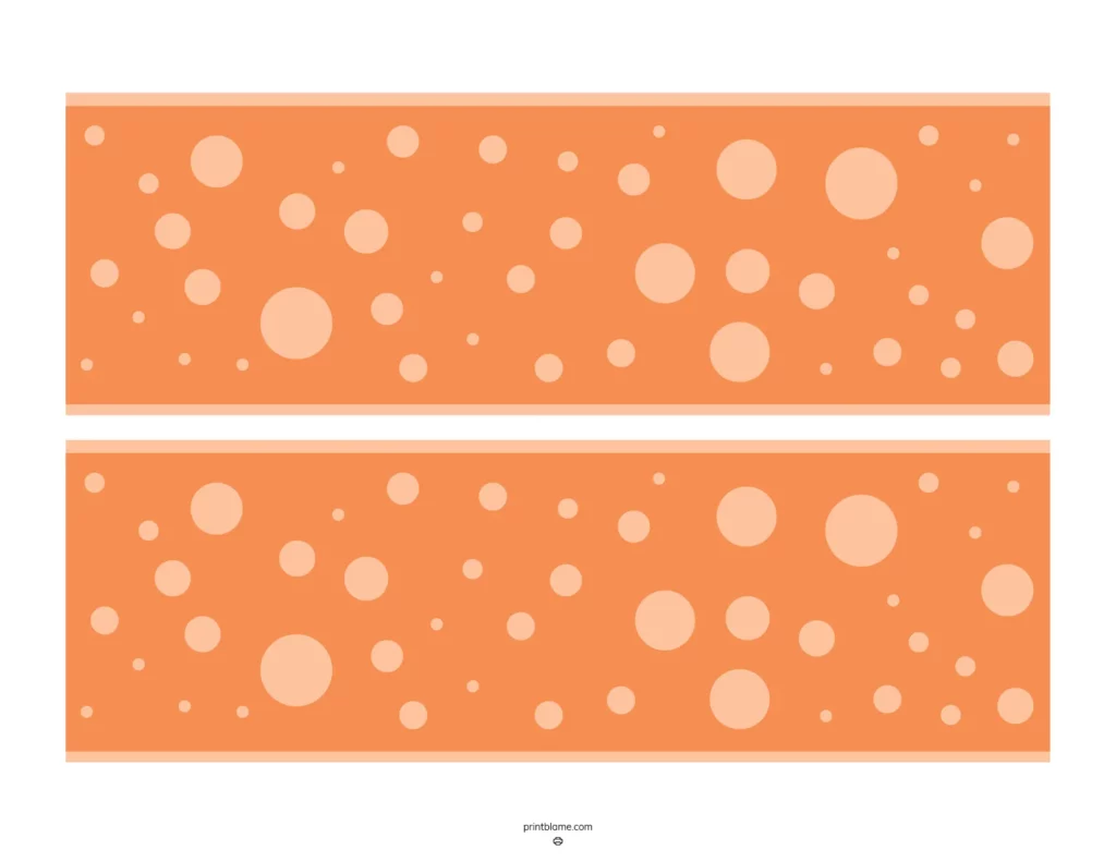 Orange polka dot border template featuring a playful design with varying sizes of circles in shades of orange.