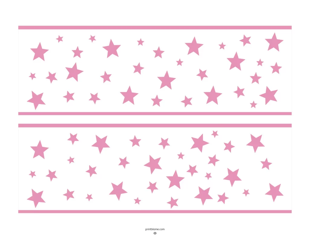 Stary pink classroom border featuring pink stars of varying sizes on a white background.