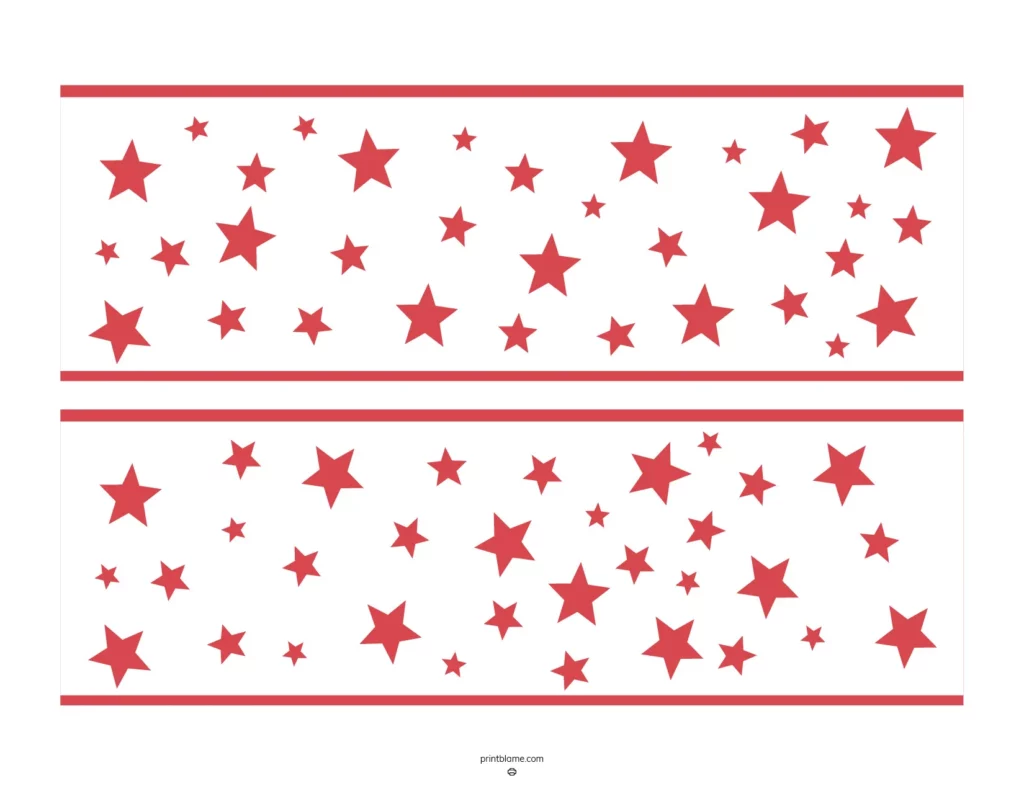 Stary red classroom border featuring a playful design of varying red stars on a white background.