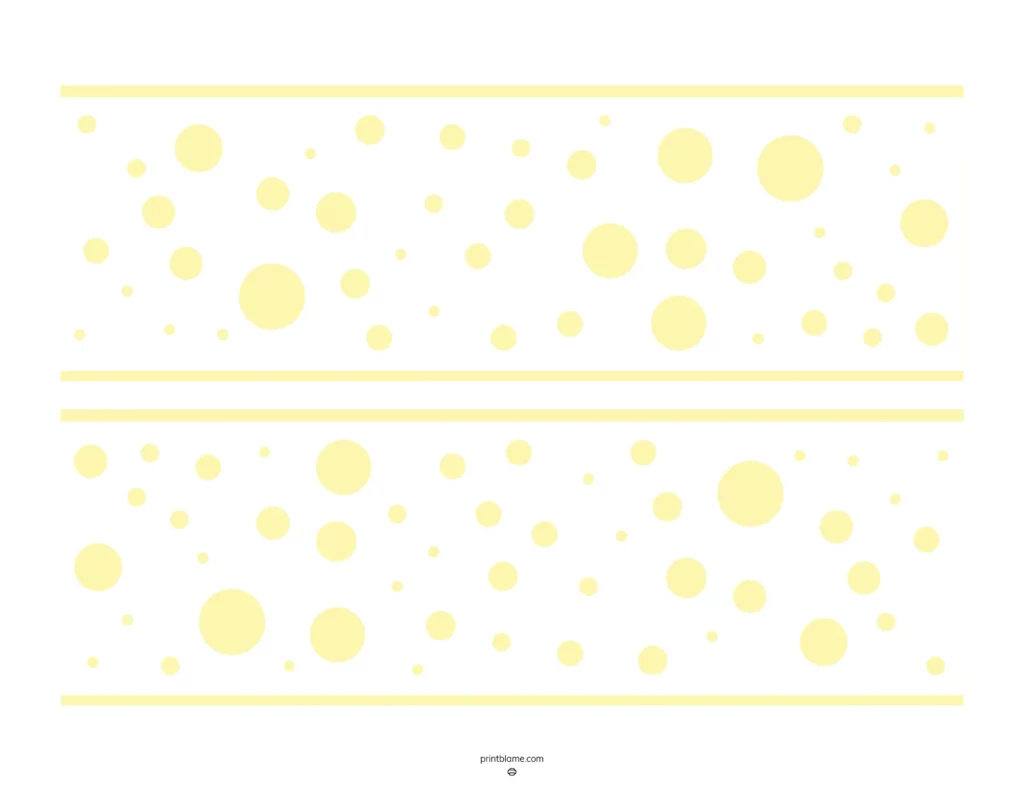 Yellow polka dot bulletin board border featuring a playful design of various-sized yellow circles on a white background.