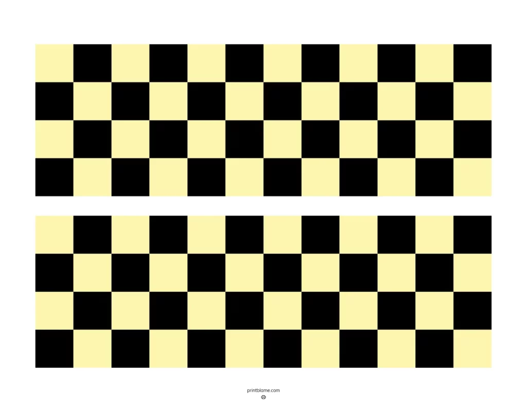 Checkered bulletin border printable features a bold black and yellow checkerboard pattern.