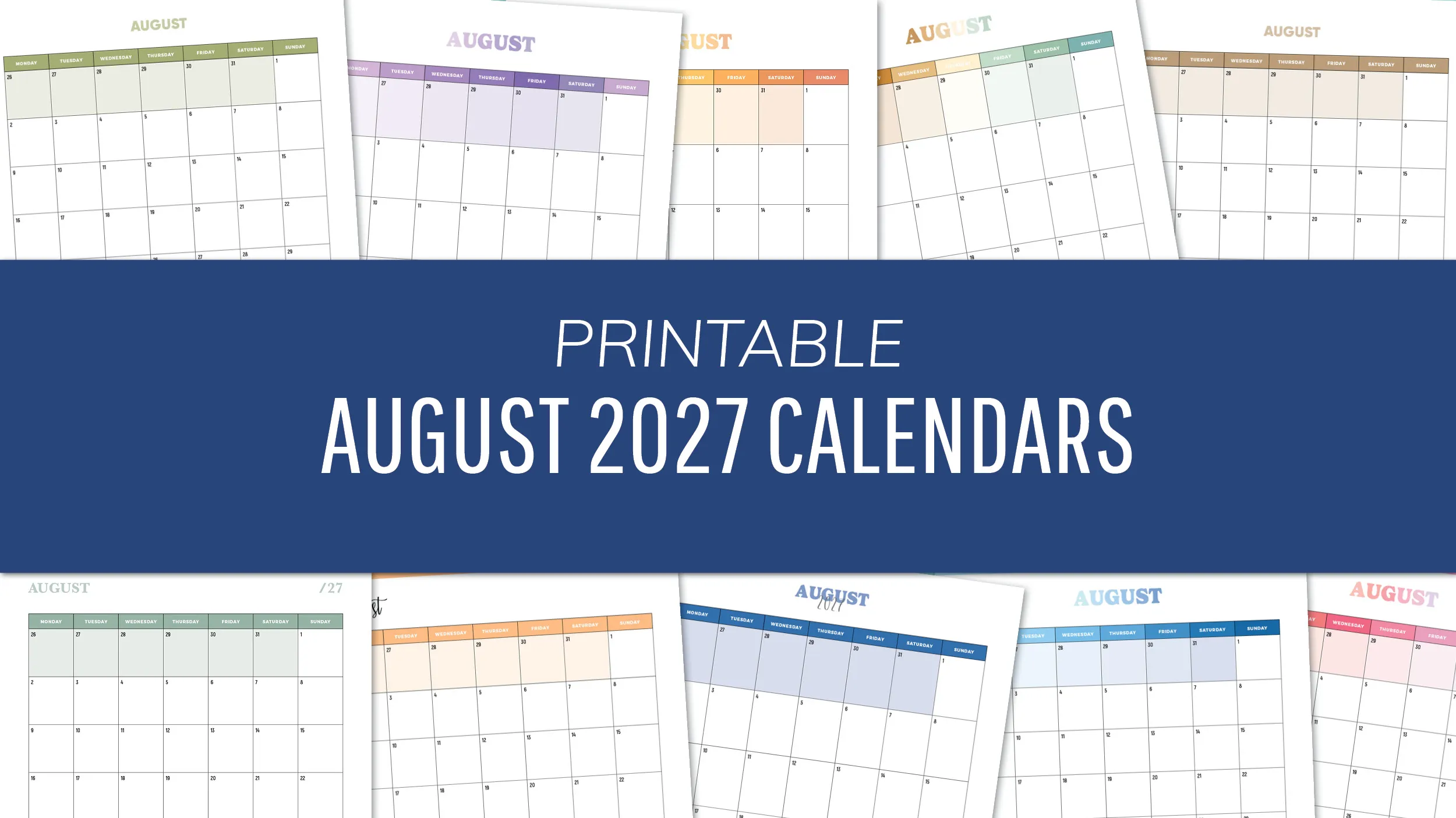Free August 2027 Calendars