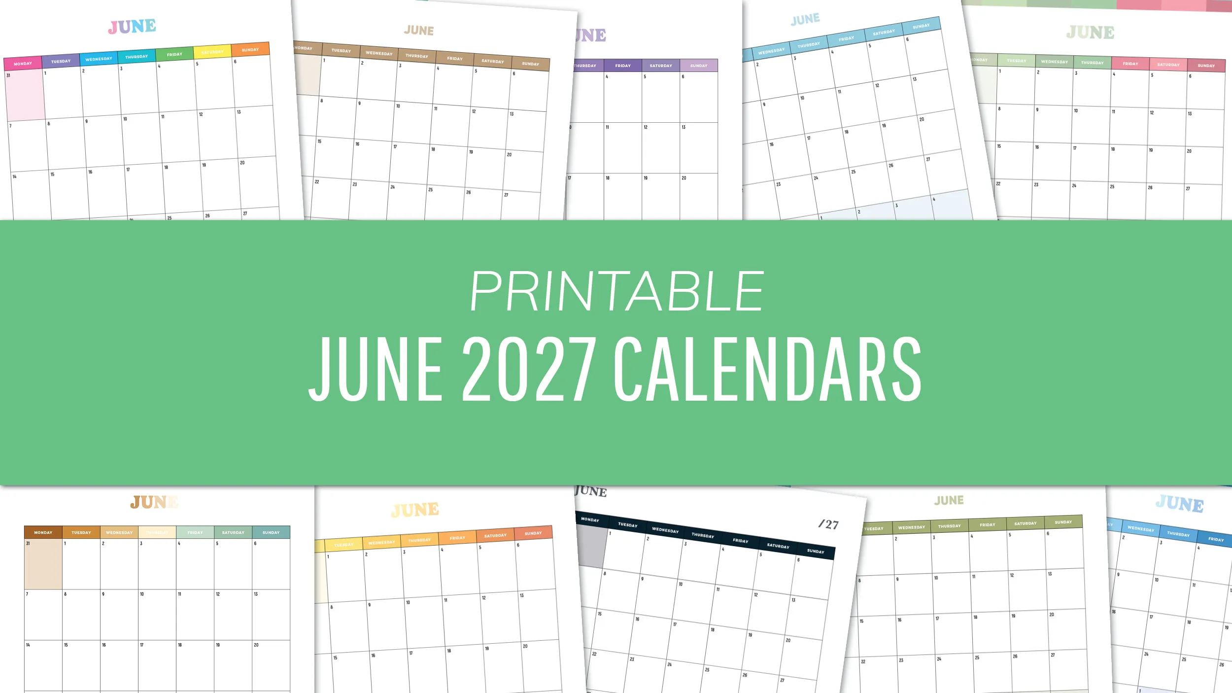 Free Printable June 2027 Calendars