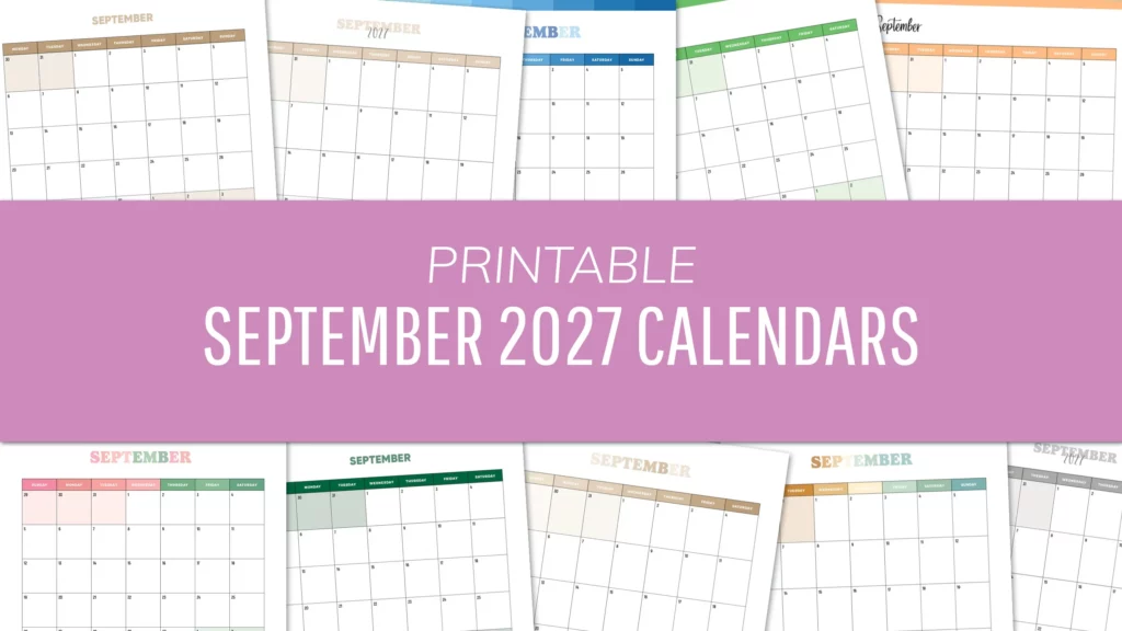 Free September 2027 Calendars